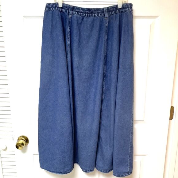 Victoria Jones Vtg 2 Pc Vest‎ Skirt Set Sz 1X~2X Teacher Denim Starburst Weave - Picture 10 of 16